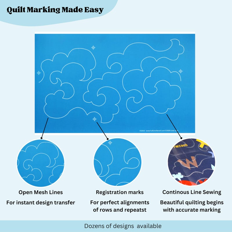 Full Line Stencil â€“ Cloudy Skies - Edge to Edge Stencil, Continuous Line Template for Free Motion Quilting, Domestic Machine Quilting, Hand Quilting, Long-Arm Quilting (50032) - Image 3